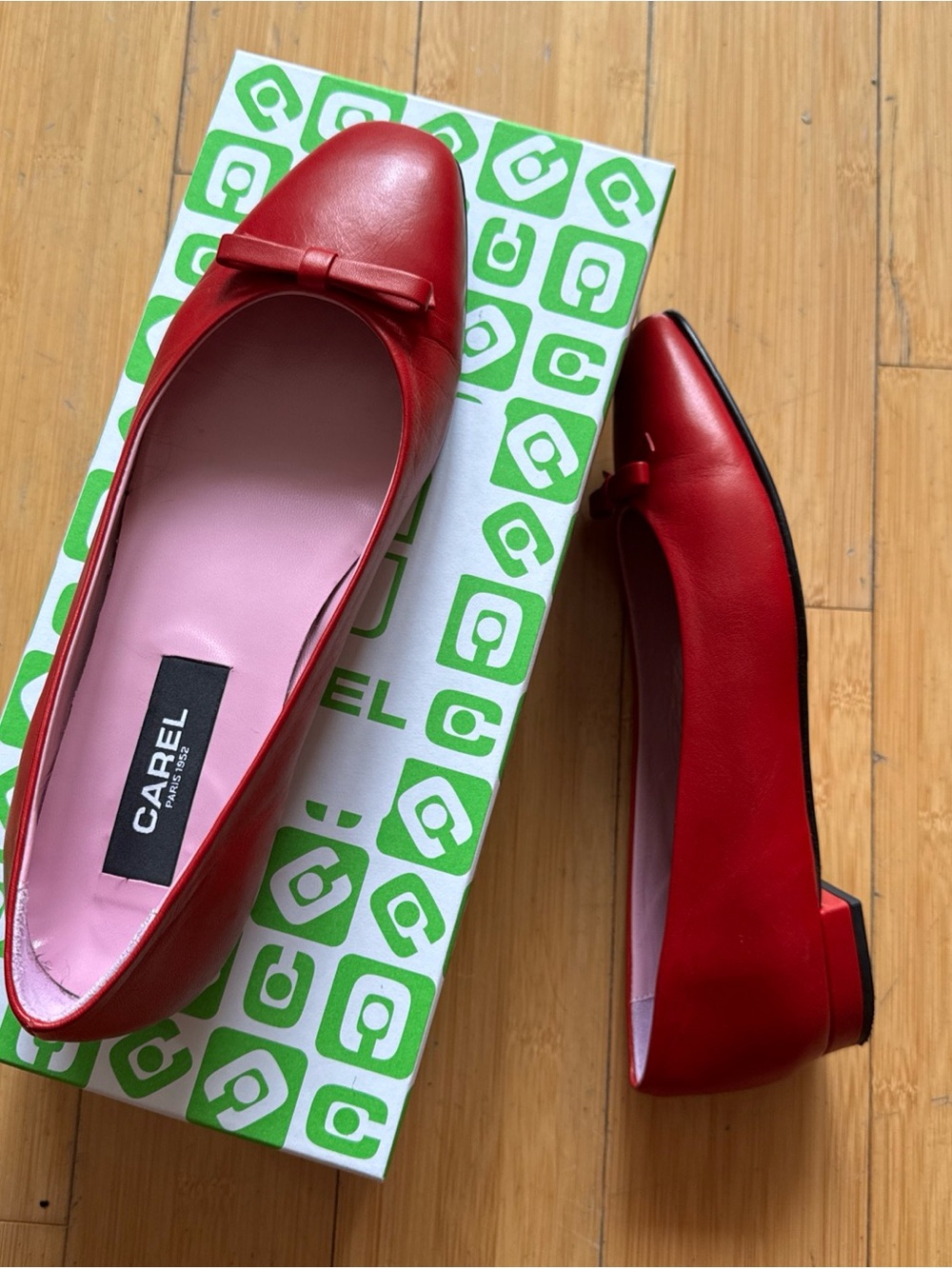 Carel Paris Bella bow detail ballerinas red low heel pumps flats shoes 39